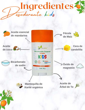Desodorante natural corporal en Barra - niños unisex - mandarina
