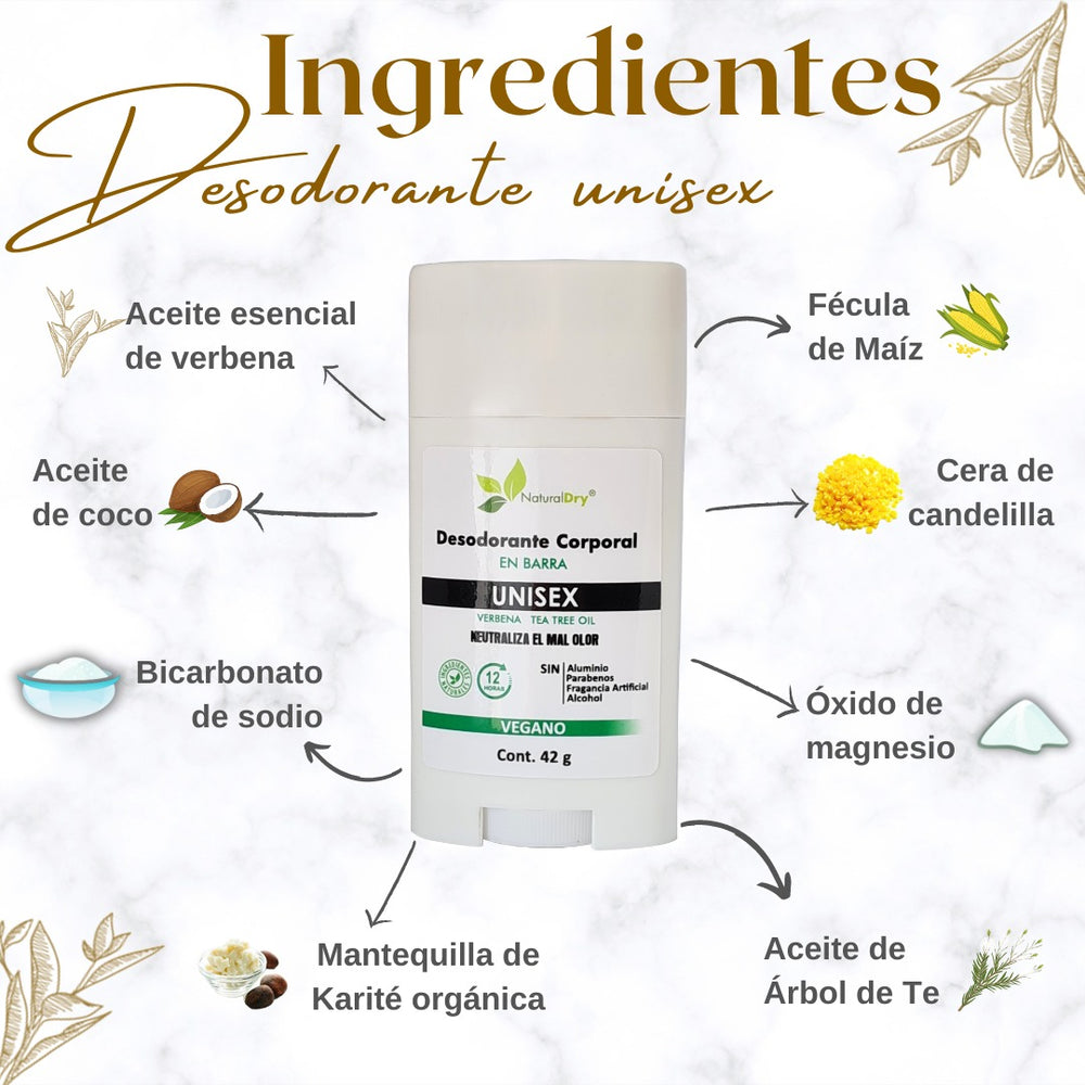 Desodorante Natural en Crema  En Barra - unisex - verbena